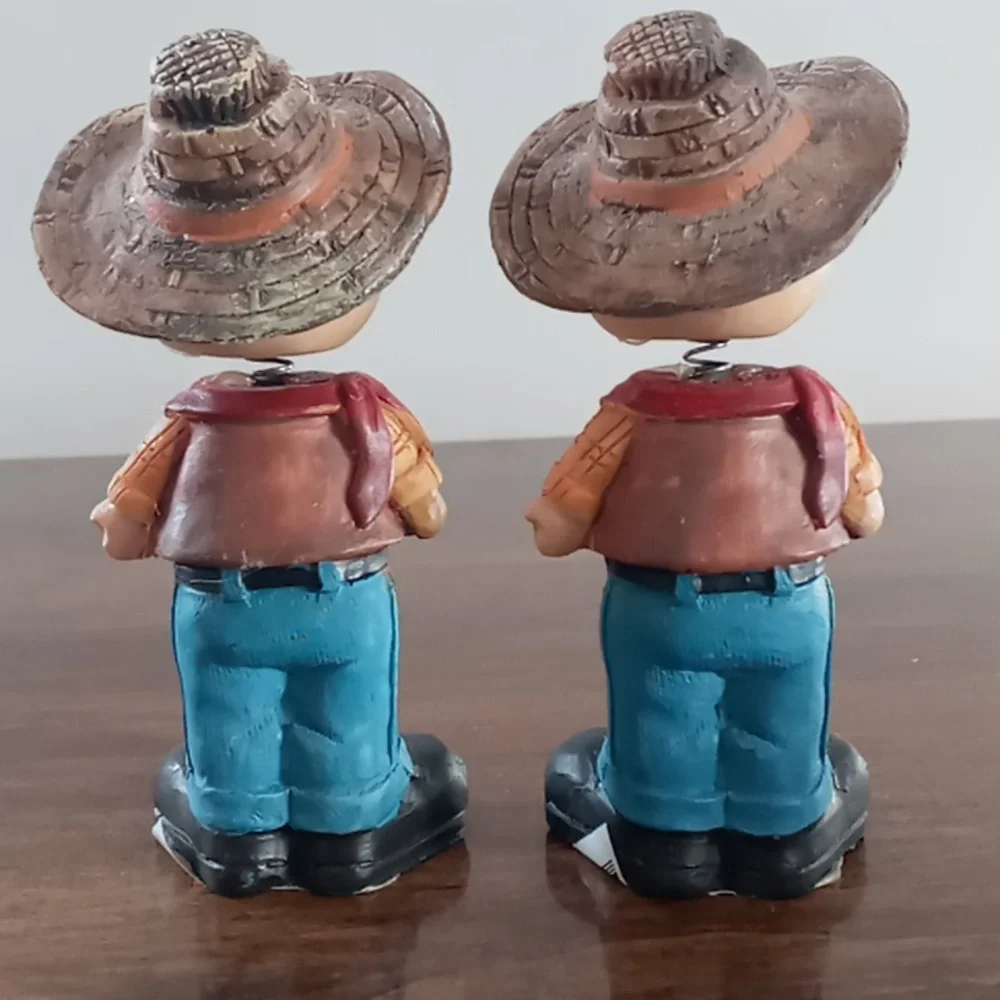Set of 5 Ceramic Scarecrow Bobble Head Figures